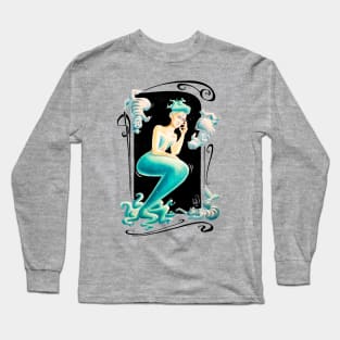 Turquoise mermaid and cat fish Long Sleeve T-Shirt